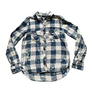 Mudd Flannel Womens/Teens Blue Checkered Retro 90s style Shirt Size Small